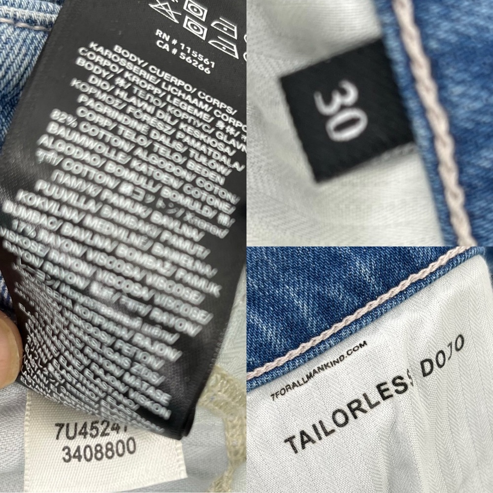 7 FOR ALL MANKIND Dojo Tailorless Jeans size 30 Cowgirl Bootcut - Picture 9 of 10